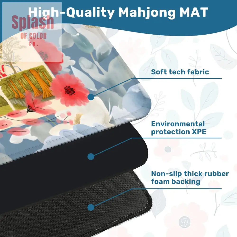 Virginia State Pride Mahjong Mat Monumental Blue Red Floral Mahj Game Mat - Mahjong