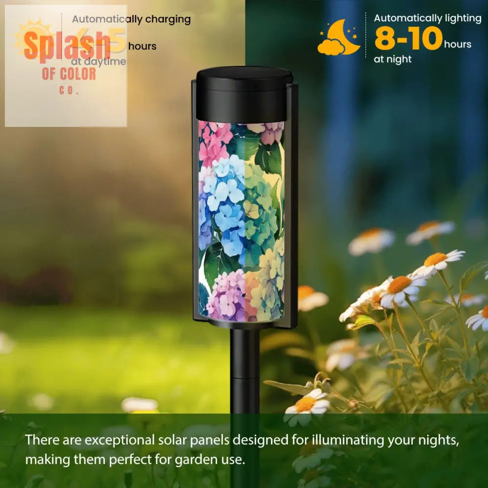 Watercolor Hydrangea Floral Blue Pink Purple Outdoor Garden Solar Lights - 4pcs - Garden Decor