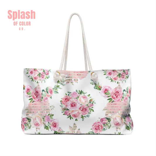 Weekender Bag Funny Mahjong Lover Gift Floral Shabby Roses Mahjong Player Travel Tote Overnight Duffel Carry On Luggage