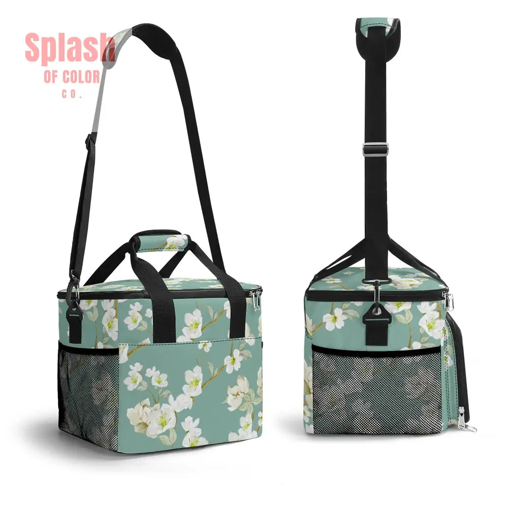 Whimsical Dogs Playing Mahjong Floral Asian Designed Cooler Bag For Game Nights Or Pool Side