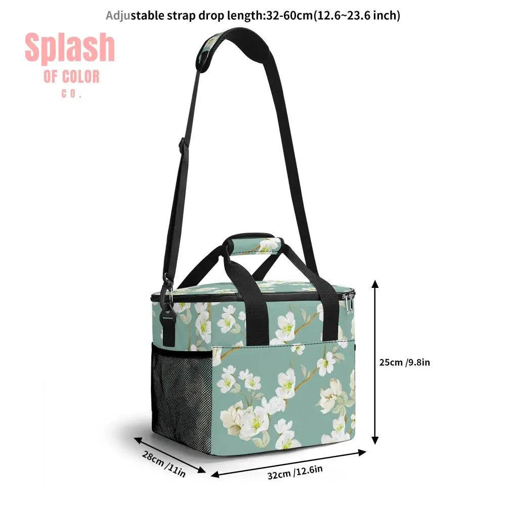 Whimsical Dogs Playing Mahjong Floral Asian Designed Cooler Bag For Game Nights Or Pool Side