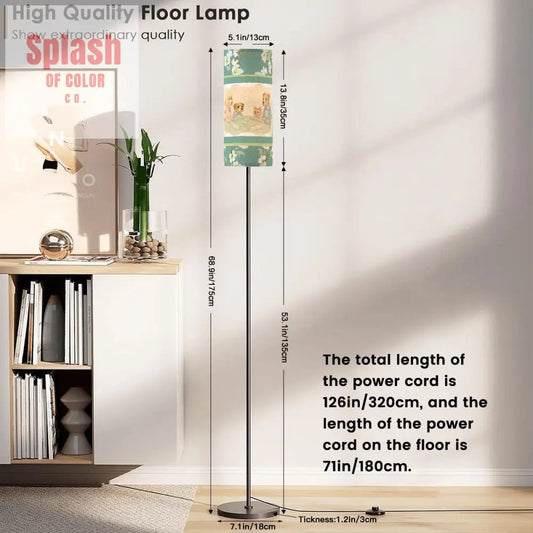 Whimsical Dogs Playing Mahjong Reading Nook Asian Floral Designed Modern Floor Lamp One Size Floor Lamps