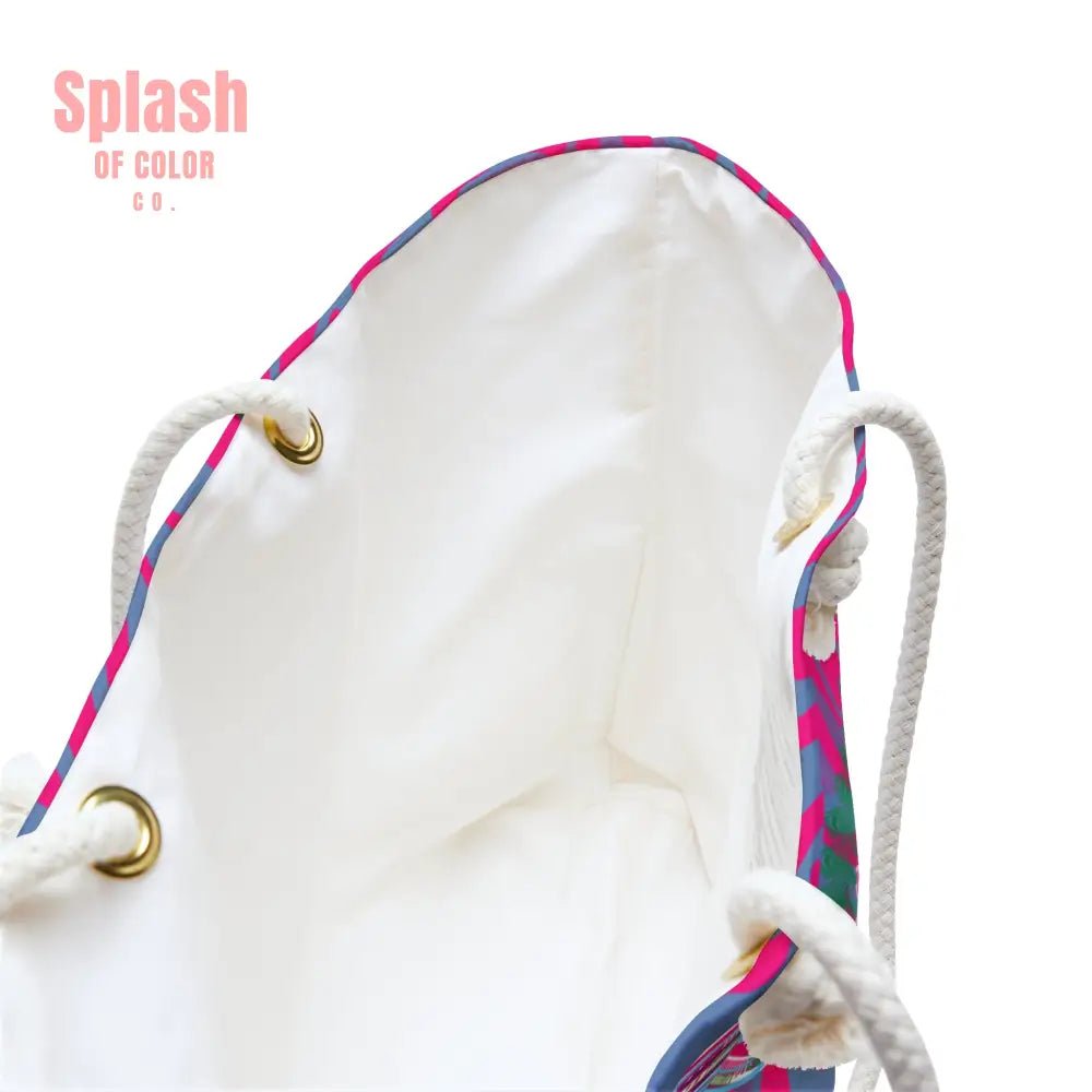 Whimsical Floral Peacock, Tortoise Pink Blue Magical Mahj Tote Bag - Splash of Color co.