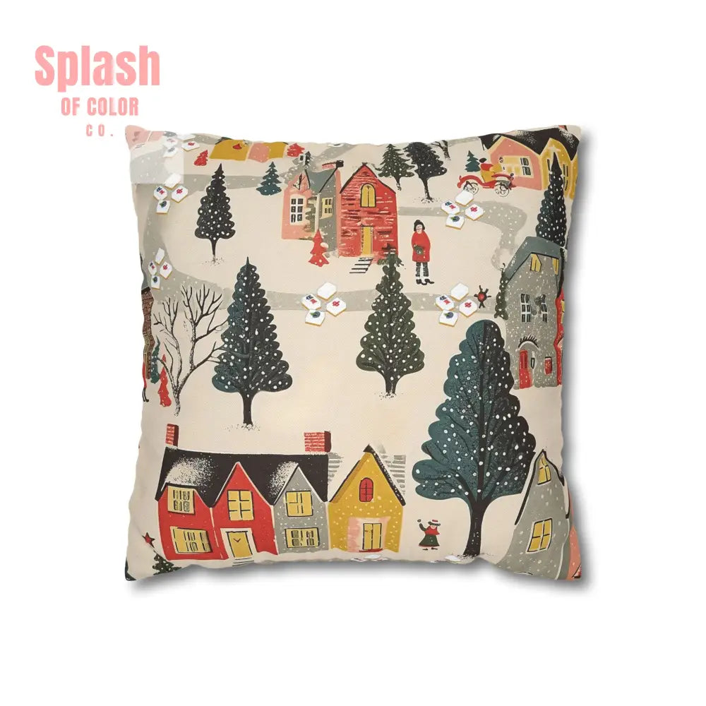 Whimsical Mahjong Christmas Cozy Holiday Accent Pillow Cover 14’’ × 14’’ Home Decor