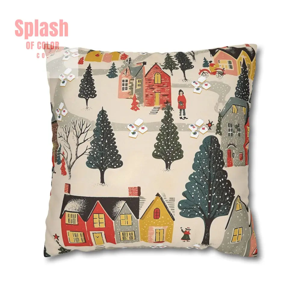 Whimsical Mahjong Christmas Cozy Holiday Accent Pillow Cover 18’’ × 18’’ Home Decor