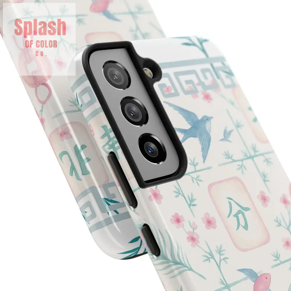 Whimsical Mahjong Tile Pastel Preppy Tough Phone Cases with Vibrant Oriental Designs Mahj Lover Gift Phone Case