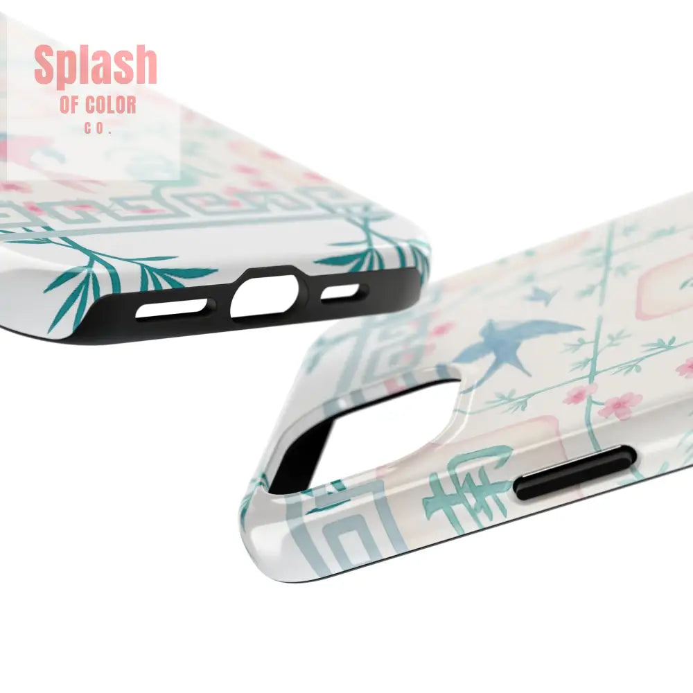 Whimsical Mahjong Tile Pastel Preppy Tough Phone Cases with Vibrant Oriental Designs Mahj Lover Gift Phone Case