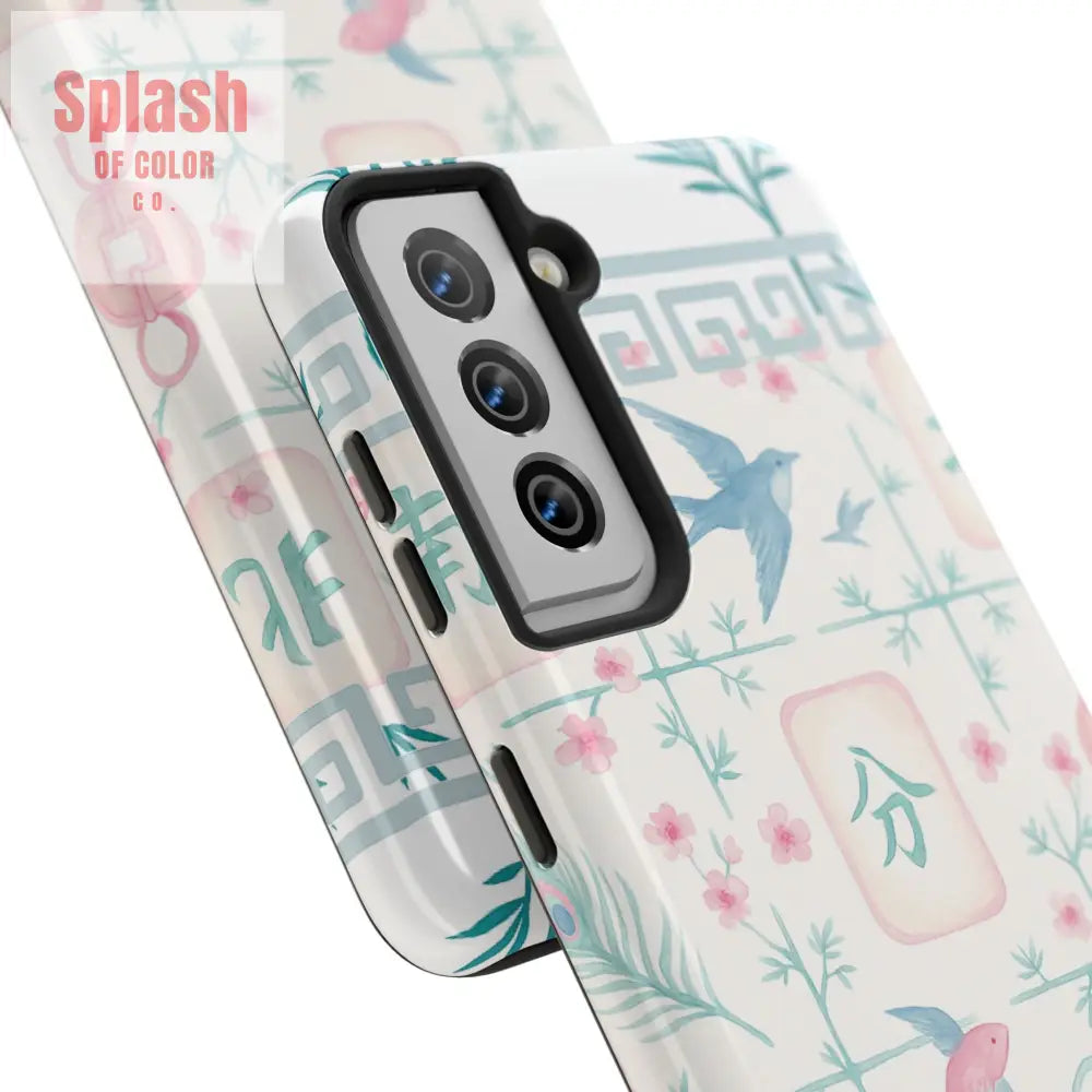 Whimsical Mahjong Tile Pastel Preppy Tough Phone Cases with Vibrant Oriental Designs Mahj Lover Gift Phone Case