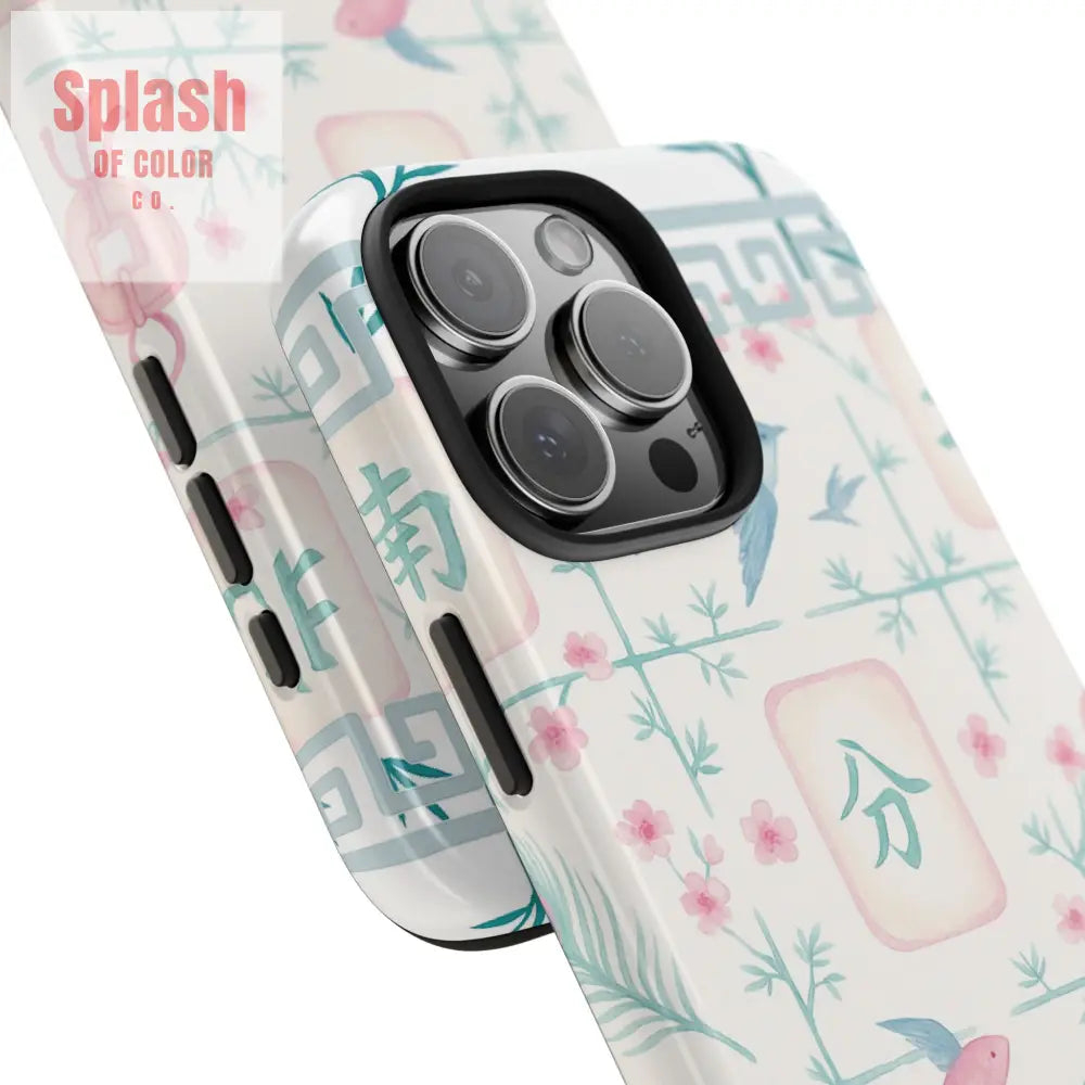 Whimsical Mahjong Tile Pastel Preppy Tough Phone Cases with Vibrant Oriental Designs Mahj Lover Gift Phone Case
