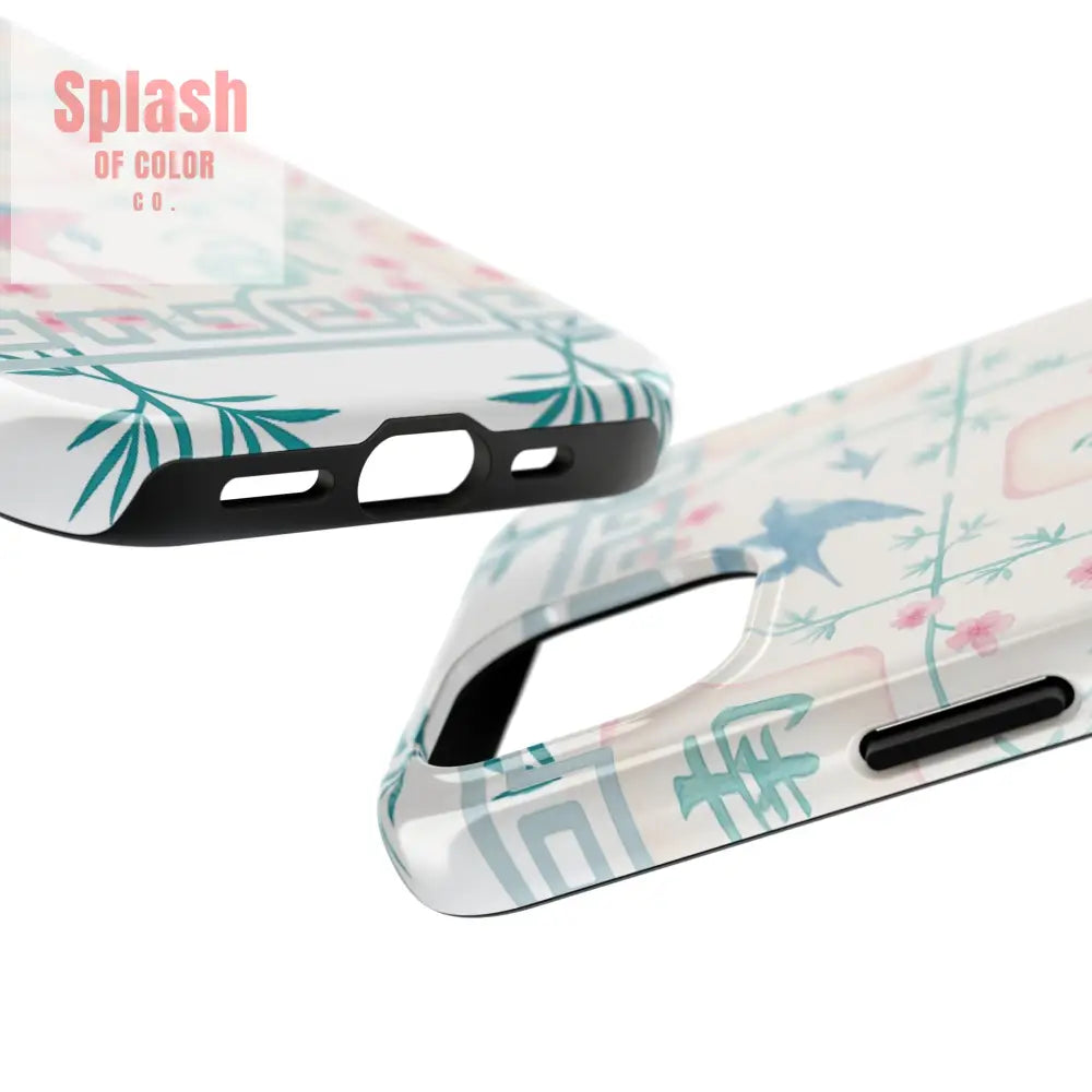 Whimsical Mahjong Tile Pastel Preppy Tough Phone Cases with Vibrant Oriental Designs Mahj Lover Gift Phone Case