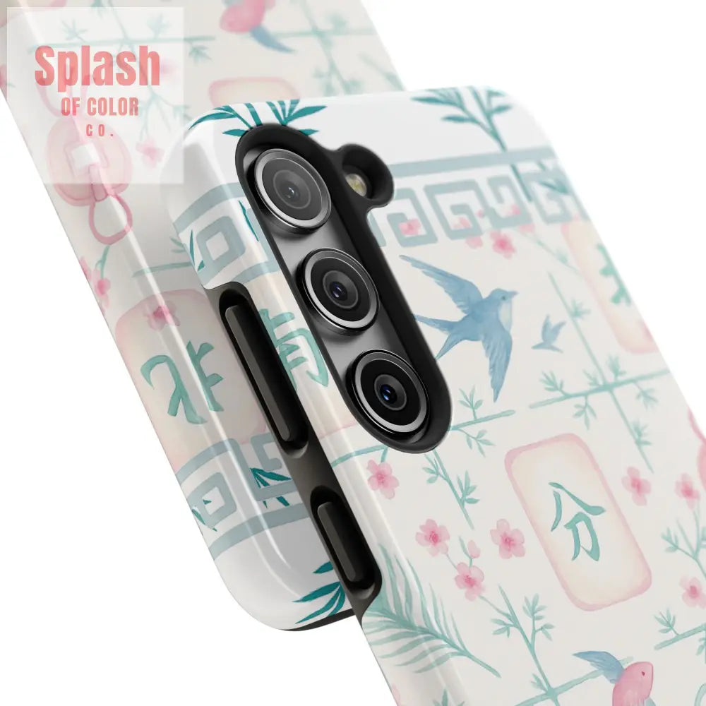 Whimsical Mahjong Tile Pastel Preppy Tough Phone Cases with Vibrant Oriental Designs Mahj Lover Gift Phone Case