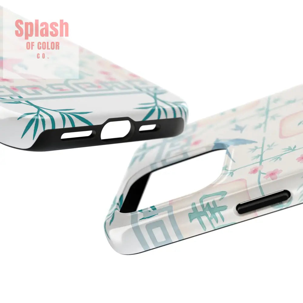 Whimsical Mahjong Tile Pastel Preppy Tough Phone Cases with Vibrant Oriental Designs Mahj Lover Gift Phone Case