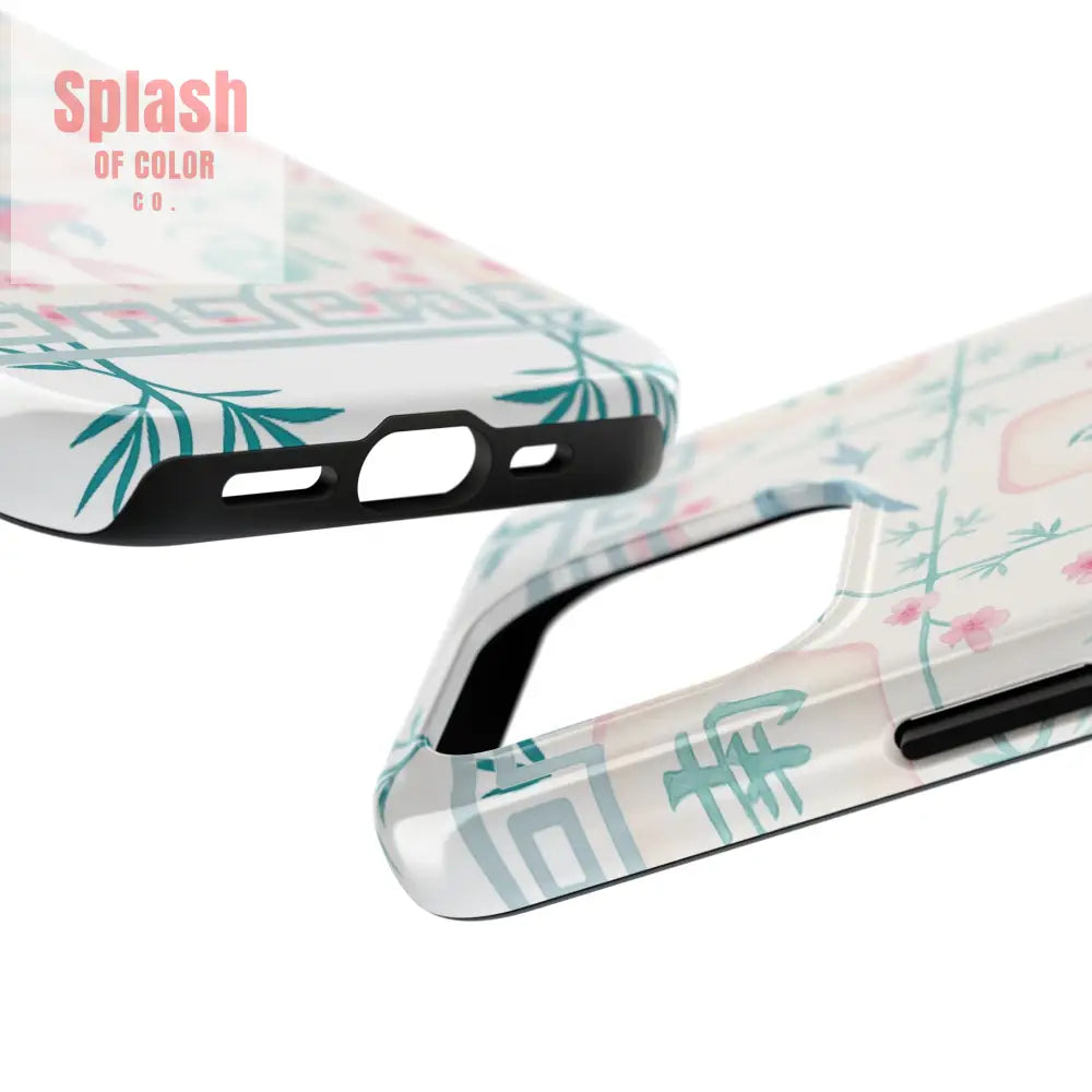 Whimsical Mahjong Tile Pastel Preppy Tough Phone Cases with Vibrant Oriental Designs Mahj Lover Gift Phone Case