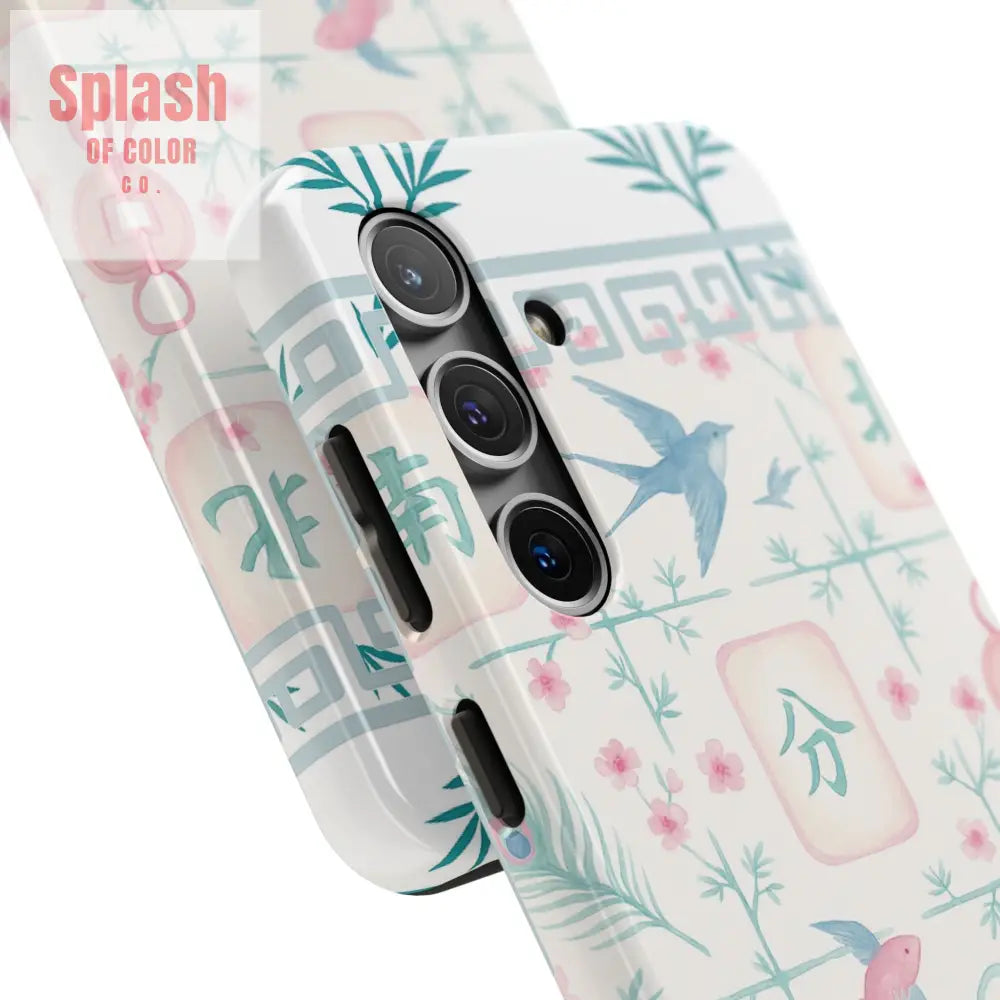 Whimsical Mahjong Tile Pastel Preppy Tough Phone Cases with Vibrant Oriental Designs Mahj Lover Gift Phone Case