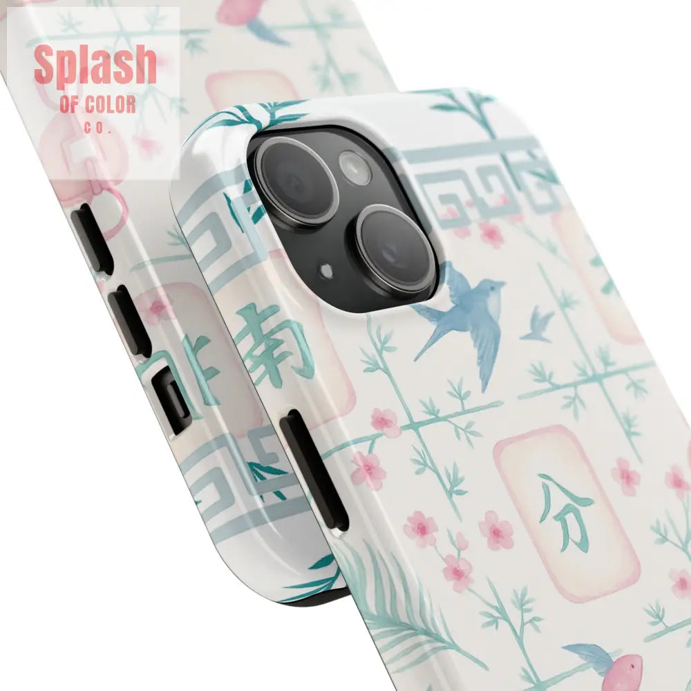 Whimsical Mahjong Tile Pastel Preppy Tough Phone Cases with Vibrant Oriental Designs Mahj Lover Gift Phone Case