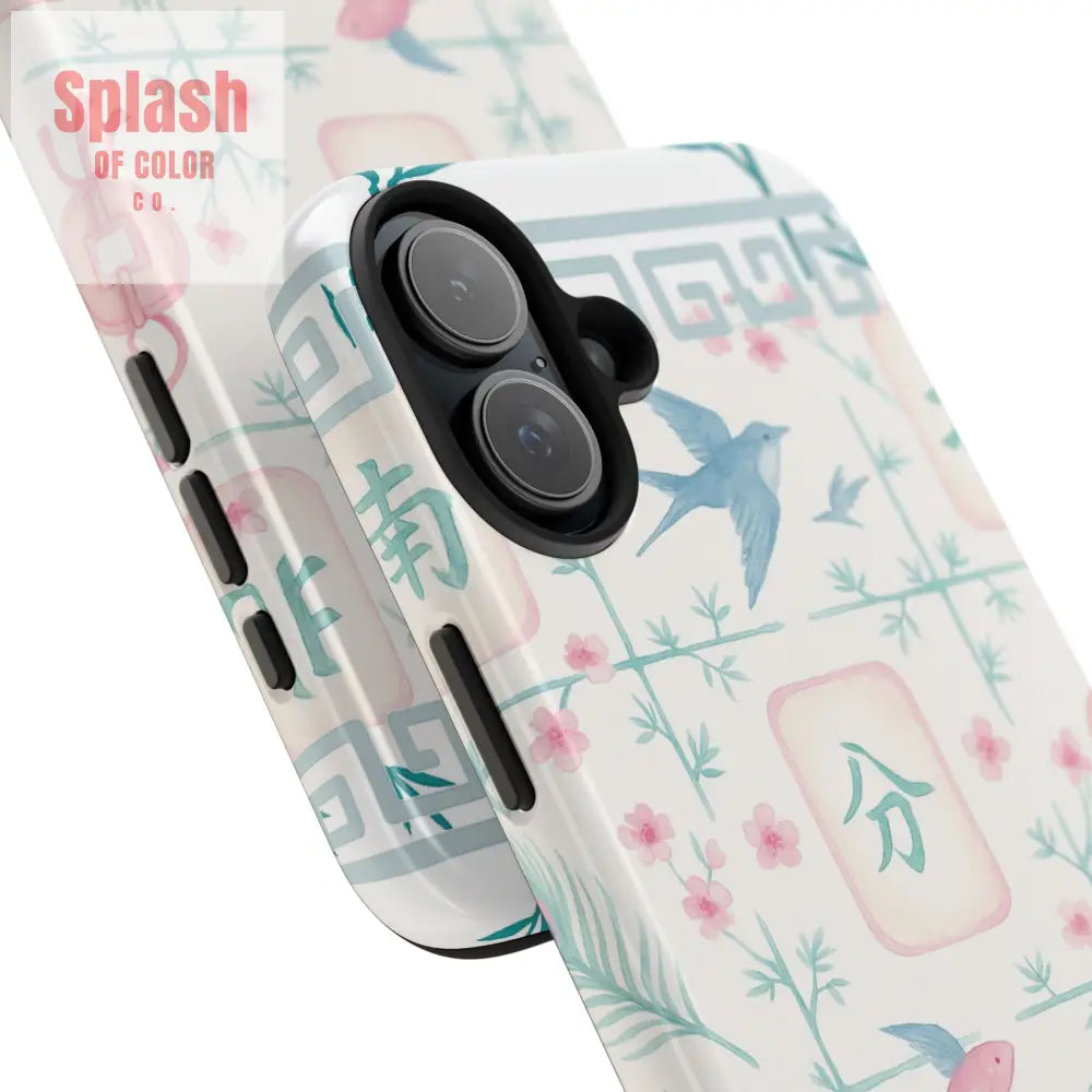 Whimsical Mahjong Tile Pastel Preppy Tough Phone Cases with Vibrant Oriental Designs Mahj Lover Gift Phone Case