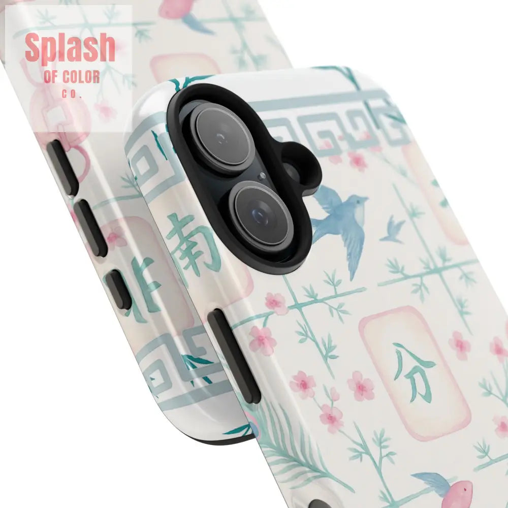 Whimsical Mahjong Tile Pastel Preppy Tough Phone Cases with Vibrant Oriental Designs Mahj Lover Gift Phone Case