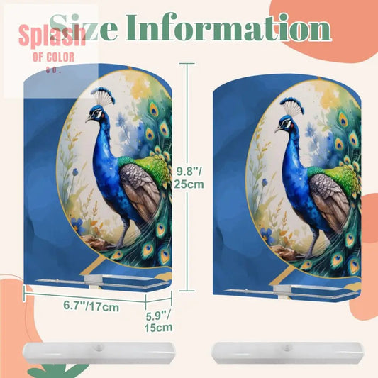 Watercolor Floral Peacock Elegant Blue Gold Marbled DesignedWireless Wall Lighting - Splash of Color co.