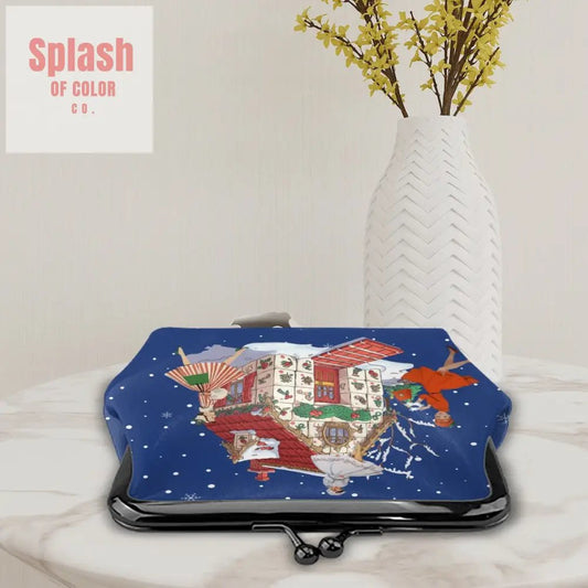Vintage Nostalgic Christmas Mahjong Tile House Whimsical Coin Purse - Splash of Color co.