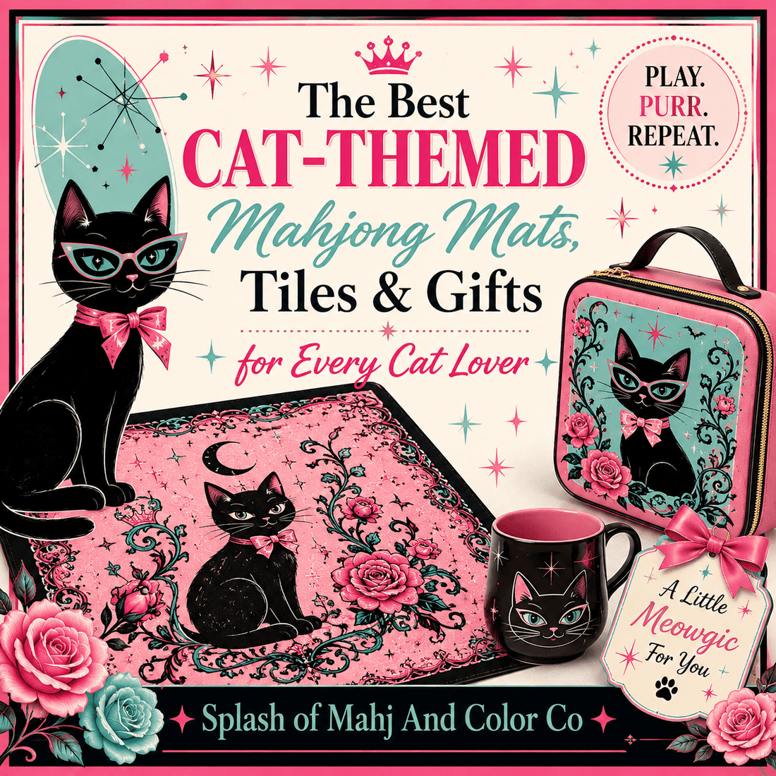 Cat Themed Mahjong Mats, Tiles And Gifts | Fun Accessories for Cat Lovers - Splash Of Mahj And Color Co.
