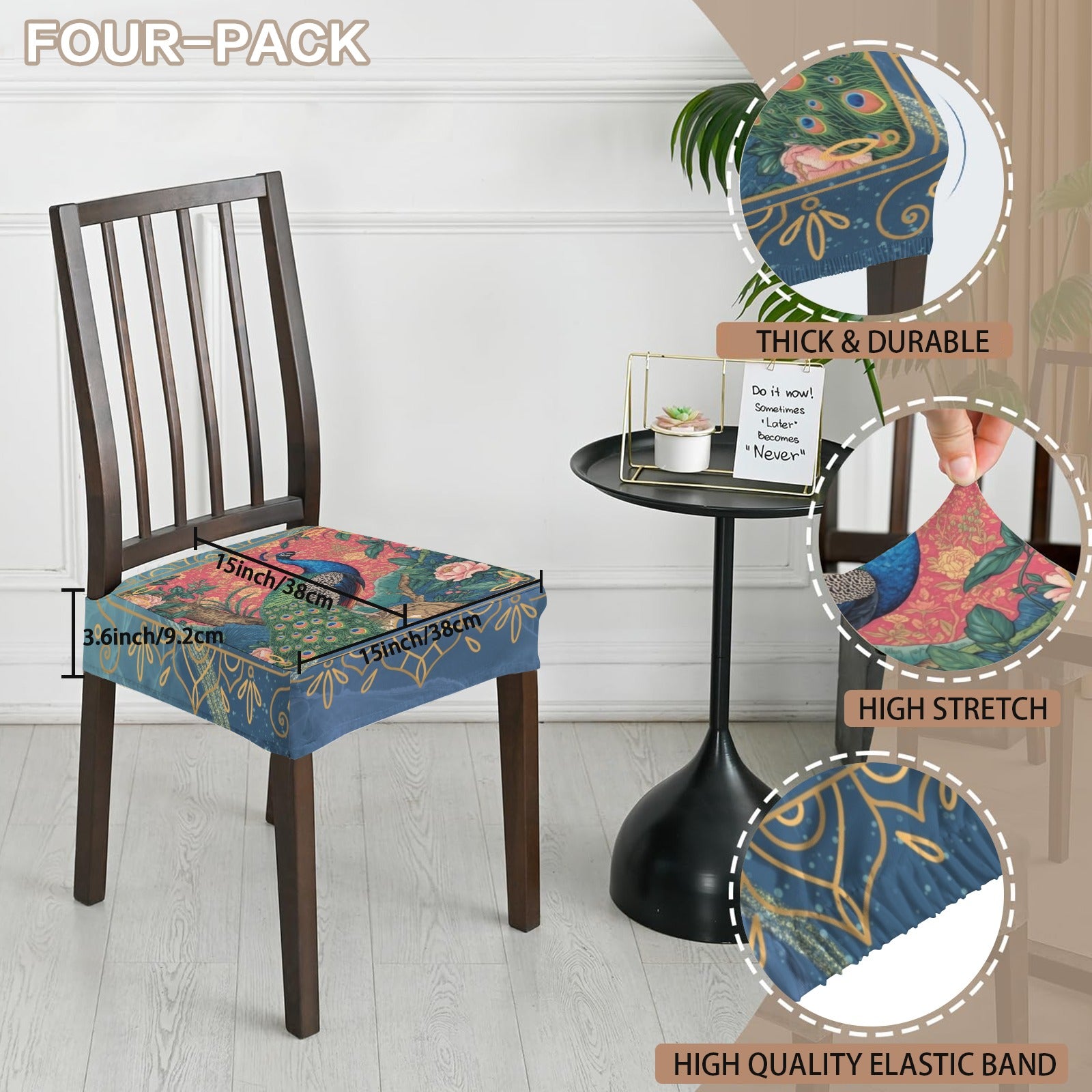 Elegant Peacock Blue Marbled Floral Designed Chair Covers - Splash of Color Co.