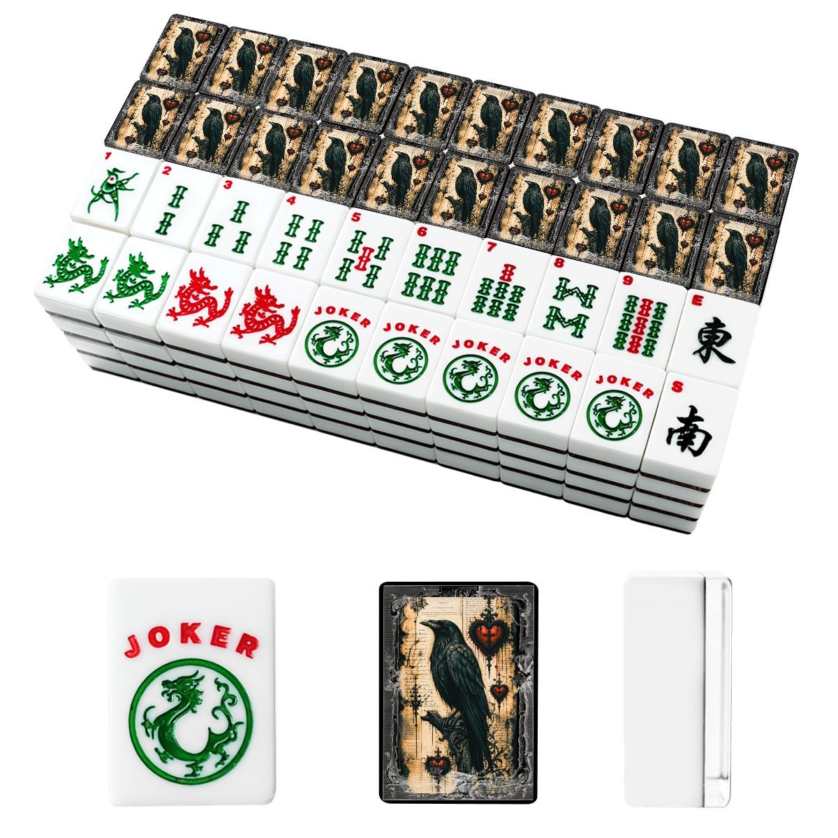 Edgar Allen Poe Raven American Mahjong Tiles With Carry Case - Splash of Color Co.