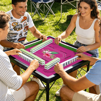 Mini Mahjong Mat With Instructions, Hot Fuscia Floral (Ship Rolled up) - Splash of Color Co.