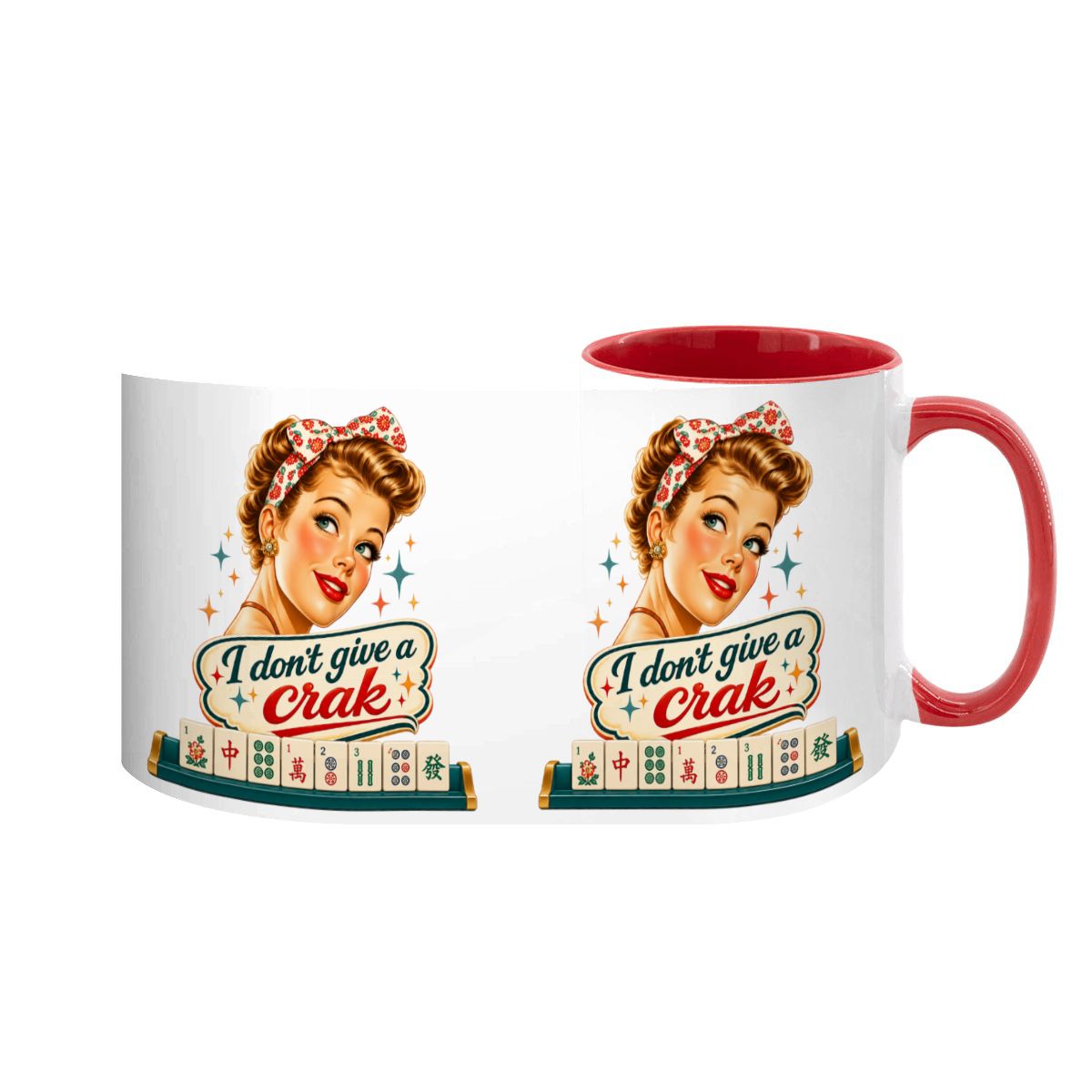Funny Mahjong Mug, I Don't Give A Crak Large Colorful Mug (15oz)