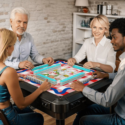 The Real Mahj Wives Red Gingham Nostalgic Mahjong Mat - Splash of Color Co.
