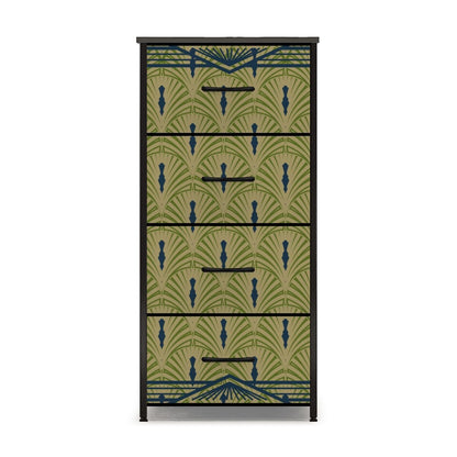 Art Deco Army Green, Royal Blue 4 - Drawer Dresser - Splash of Color Co.