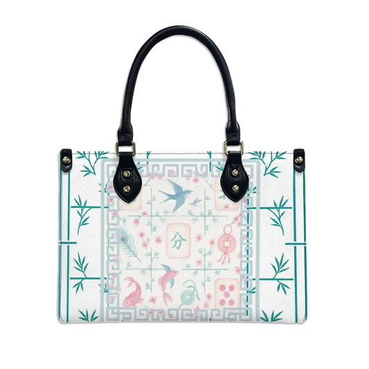 Preppy Mahjong Handbag, Shoulder Bag, Pastel Blue, Green Pink Yuppy Tote Bag for Women