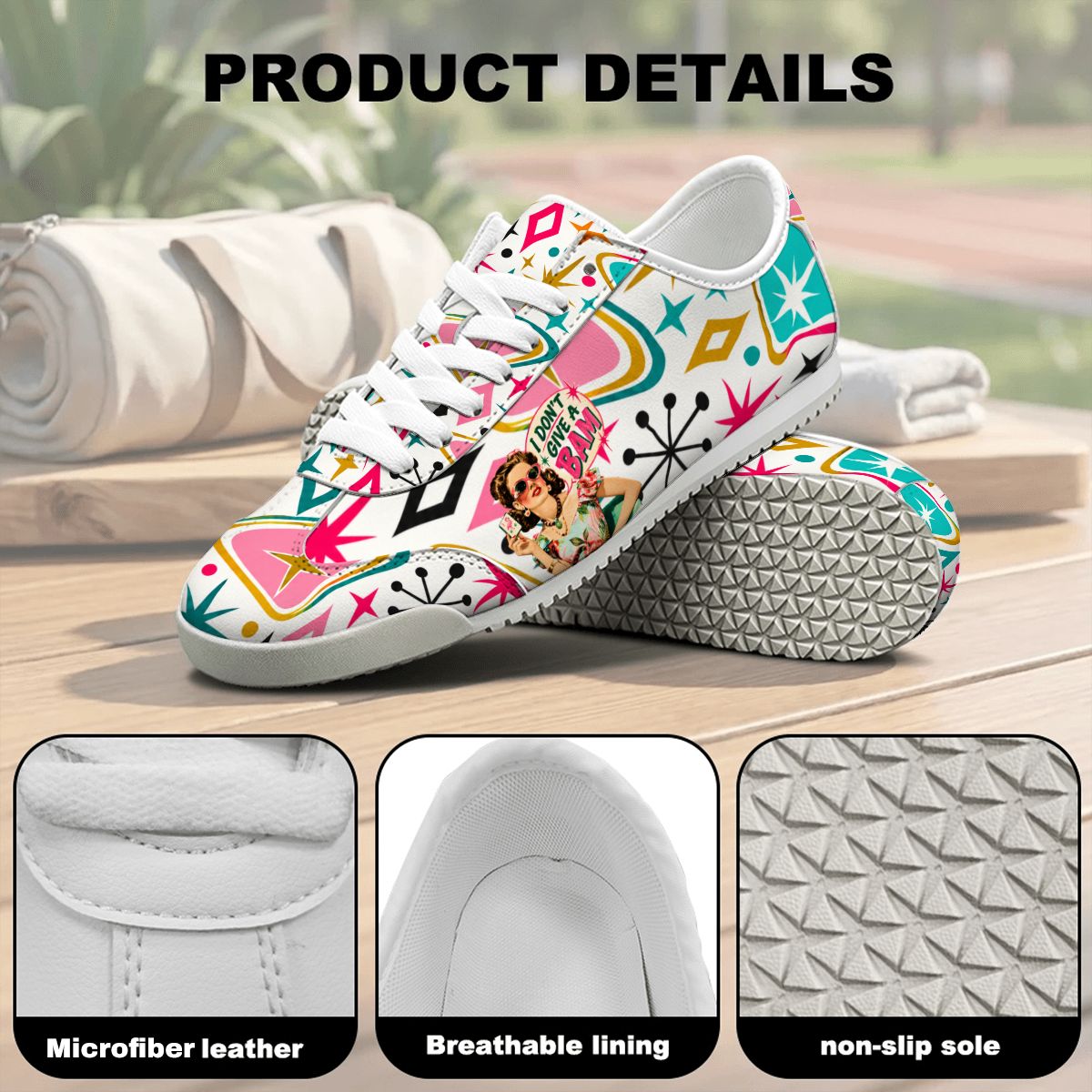 Funny Mahjong Lover I Don't Give A Bam Retro Casual Sneakers