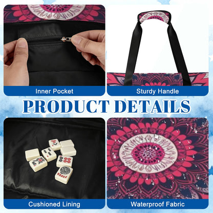 Boho Mandala, Pink, Purple Mahjong Rack And Tile Bag Set - Splash of Color Co.