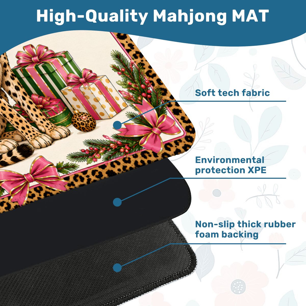 Leopard Luxe Holiday Collection Holiday Christmas Mahjong Mat - Splash Of Mahj And Color Co.