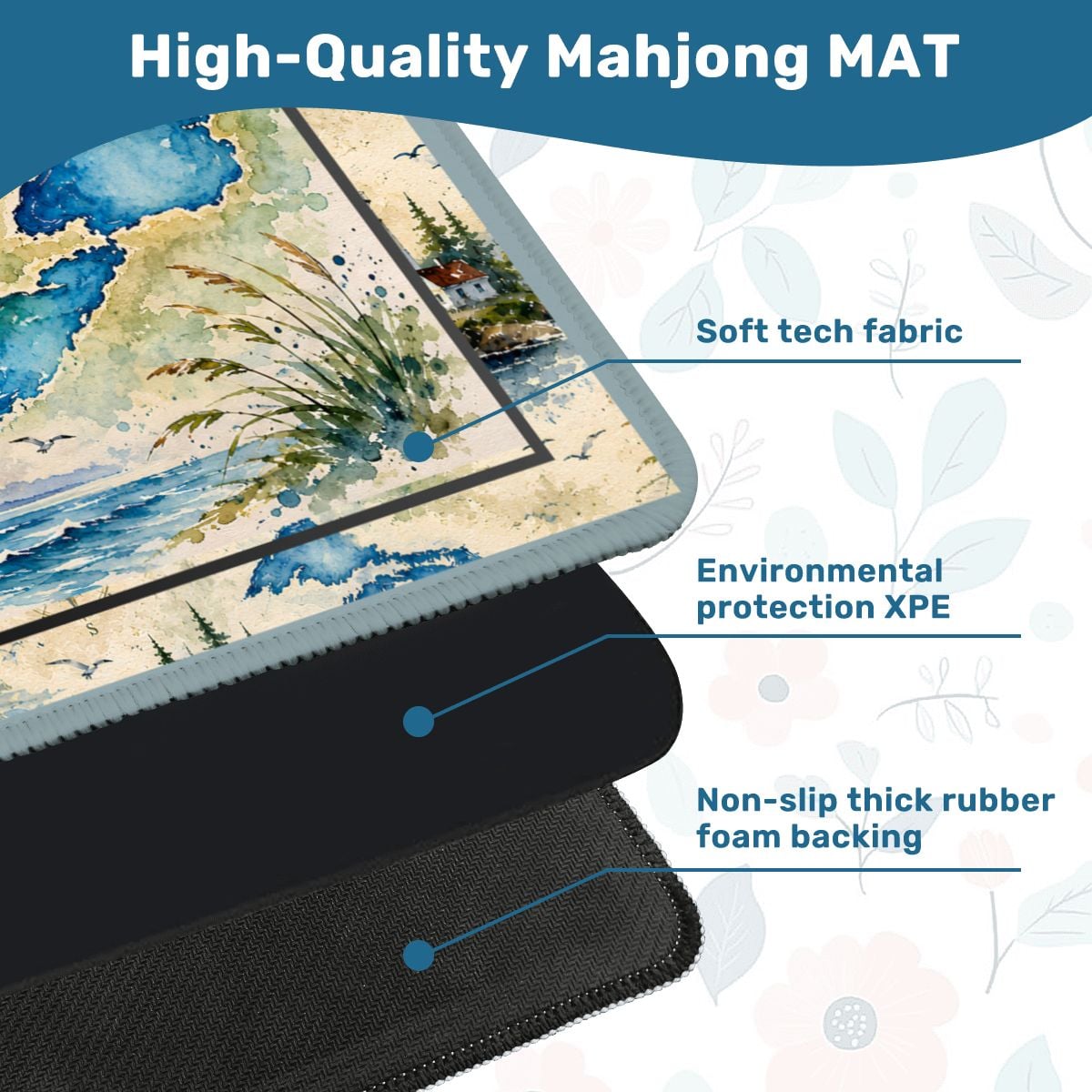 The Great Lakes Watercolor Custom Mahjong Mat - Splash Of Mahj And Color Co.