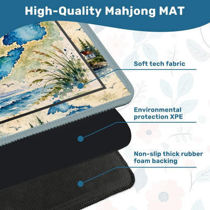 The Great Lakes Watercolor Custom Mahjong Mat - Splash Of Mahj And Color Co.