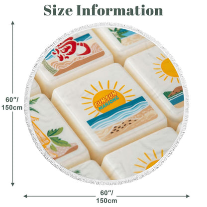 Mahjong Poolside Lounge Towel With Round Tassel, Fun In The Sun - Splash of Color Co.