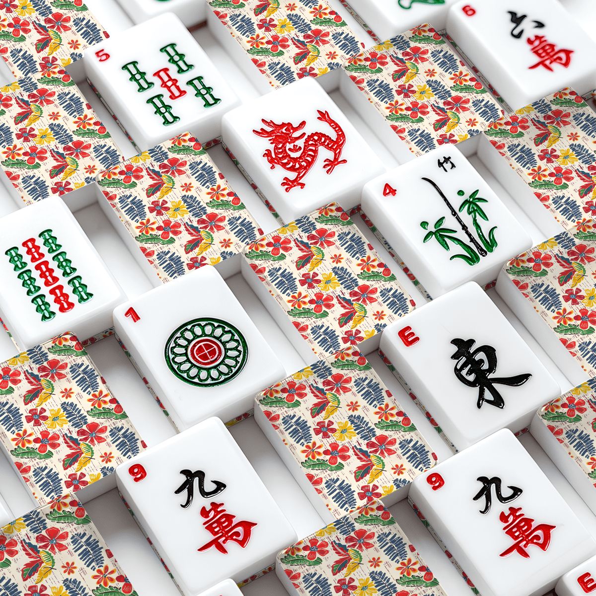 Old World Floral Heritage American Mahjong Tiles And Carry Case - Splash of Color Co.