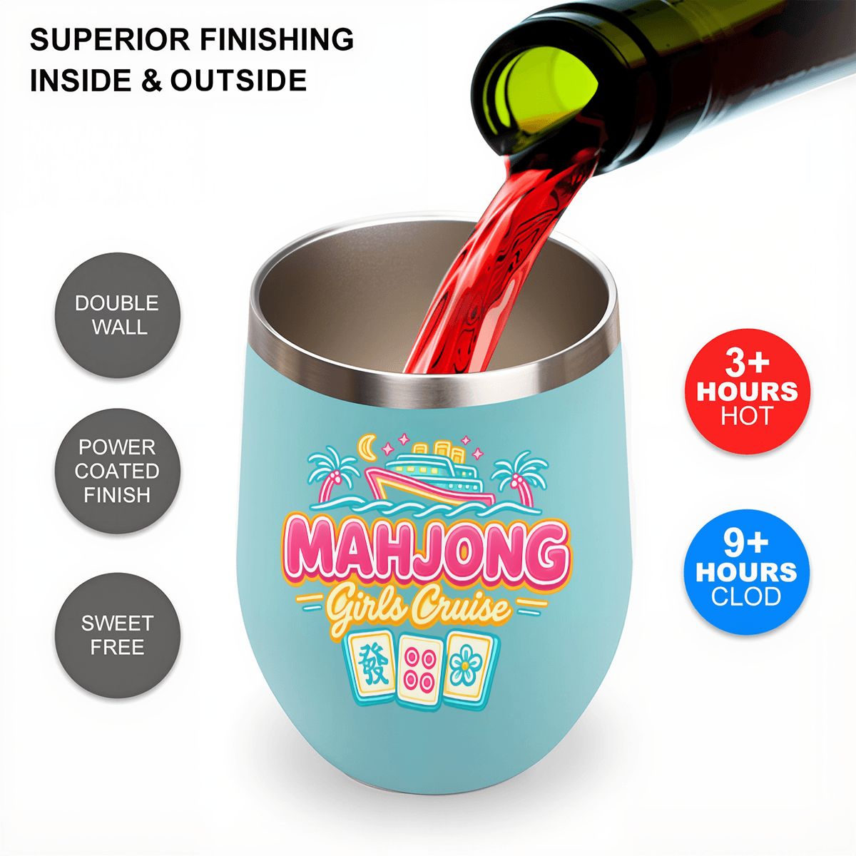 Mahjong Girls Cruise Egg - Shaped Tumbler - Splash of Color Co.