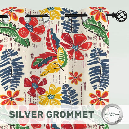Floral Heritage Yellow - Blue - Green - Orange - Red Tropical Blackout Curtains - Splash of Color Co.