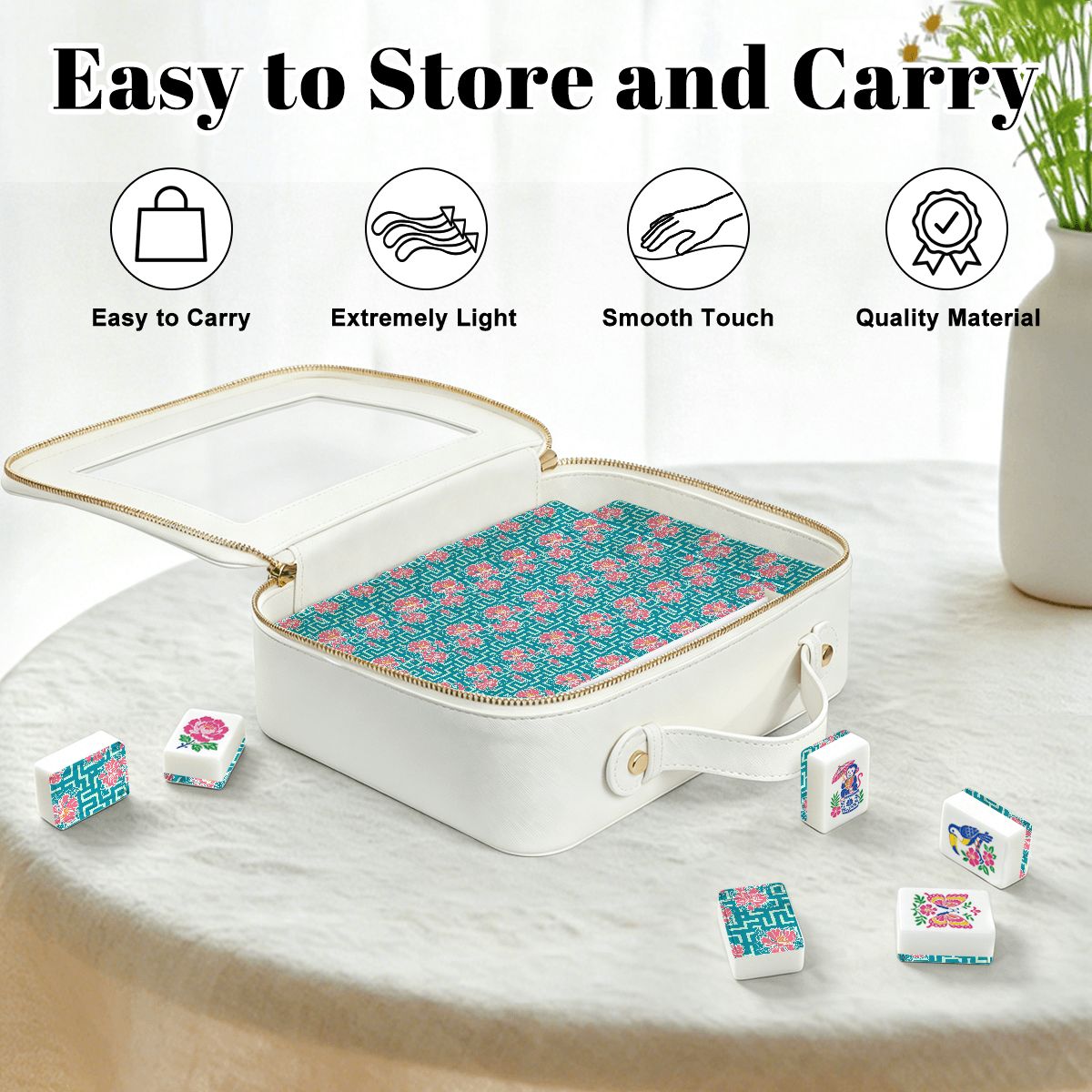 Greek Key Tropical Hibiscus American Mahjong Chinoiserie Pastel Tiles