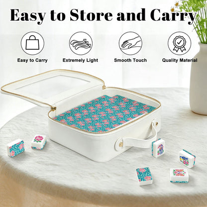 Greek Key Tropical Hibiscus American Mahjong Chinoiserie Pastel Tiles