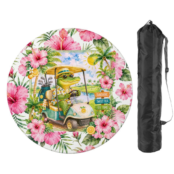 See Ya Later Alligator Tropical Floral Round Mahjong Mat