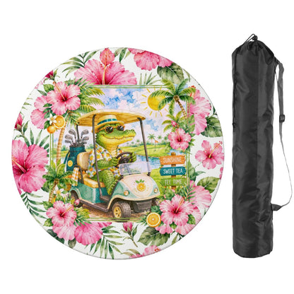 See Ya Later Alligator Tropical Floral Round Mahjong Mat