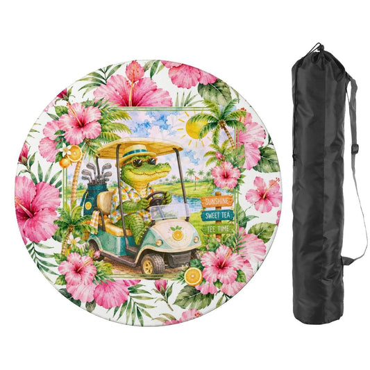 See Ya Later Alligator Tropical Floral Round Mahjong Mat - Splash Of Mahj And Color Co.