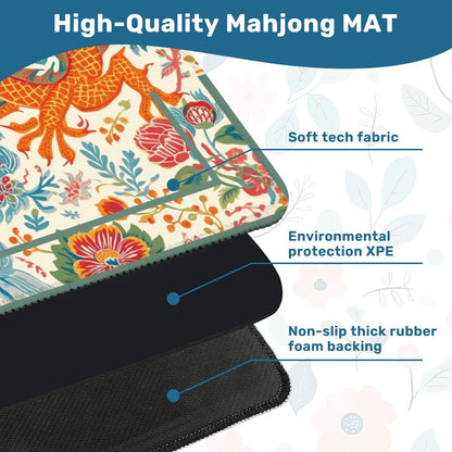 Chinese Dragon Mahjong Mat, Whimsical Colorful Asian Motif Mahj