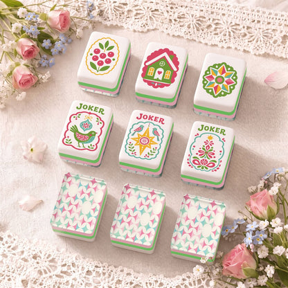 Modcentric Geometric Scandi Folk Art Christmas Mahjong Tiles And Carry Case - Splash Of Mahj And Color Co.