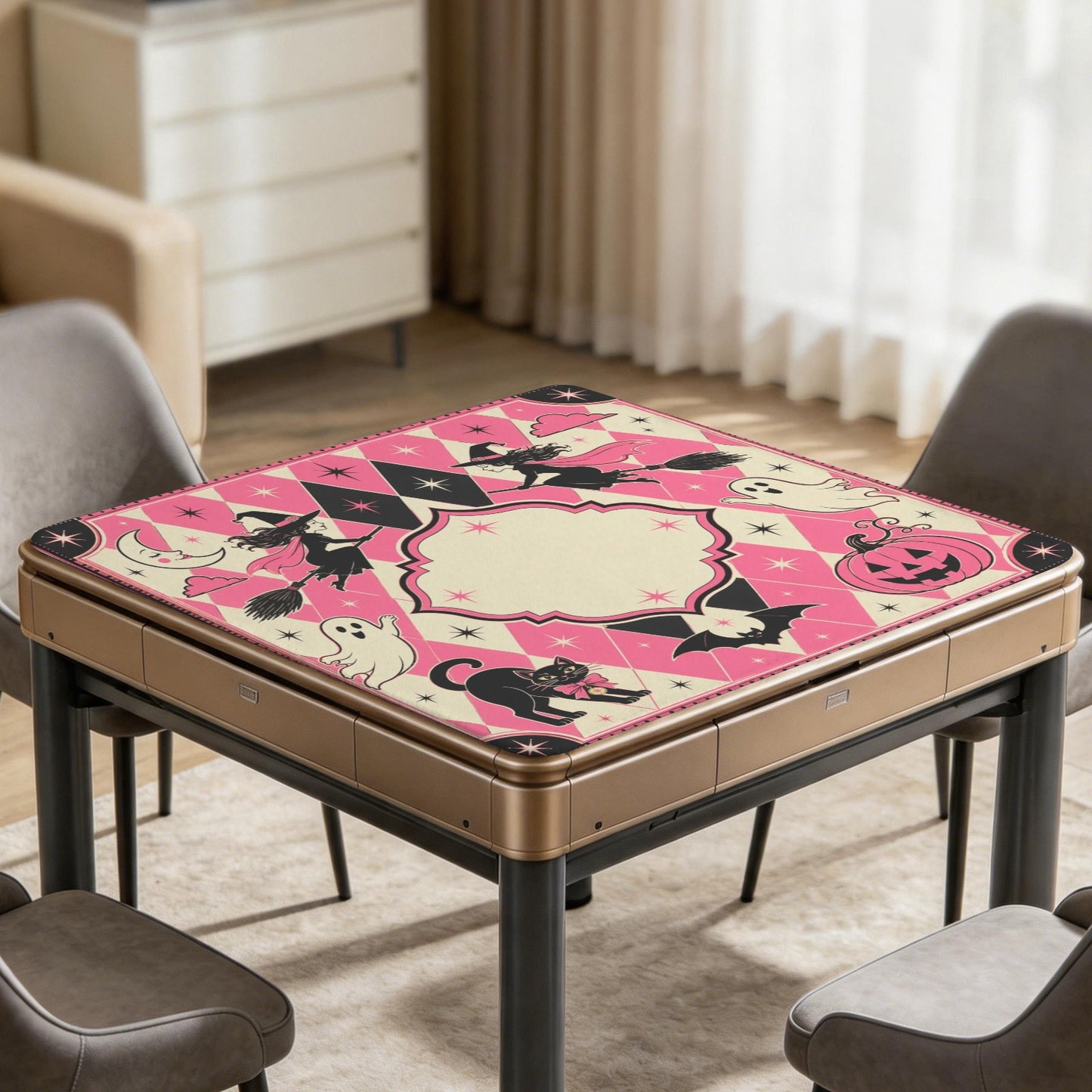 Harlequin Cats And Witches Brew Halloween Mahjong Table Mat 33" x 33"