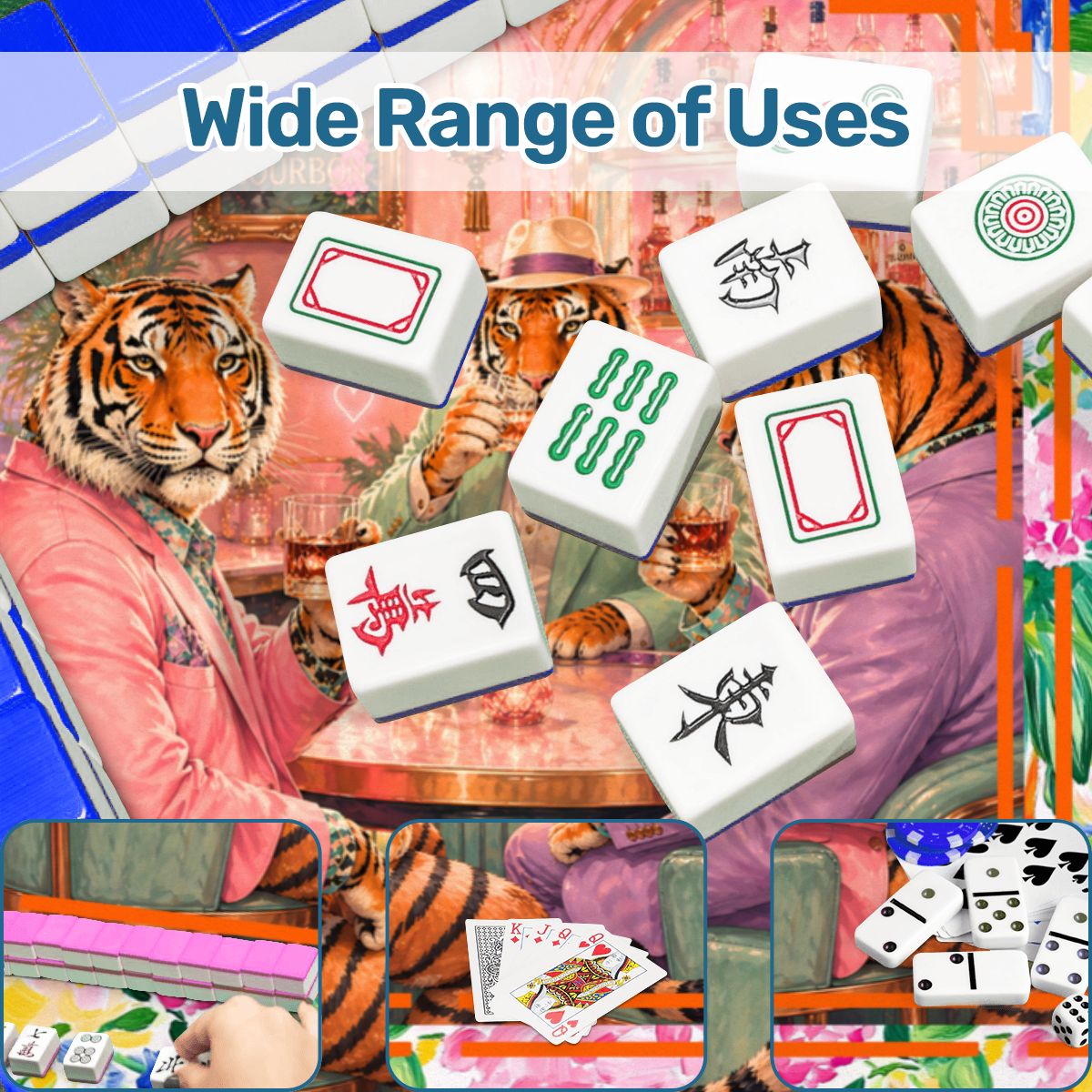 Bourbon And Tigers Oh My Chinoiserie Scalloped Mahjong Mat - Splash of Color Co.