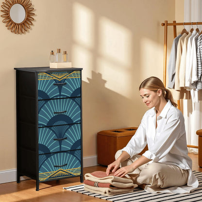 Art Deco Gilded Gold, Royal Blue 4 - Drawer Dresser - Splash of Color Co.